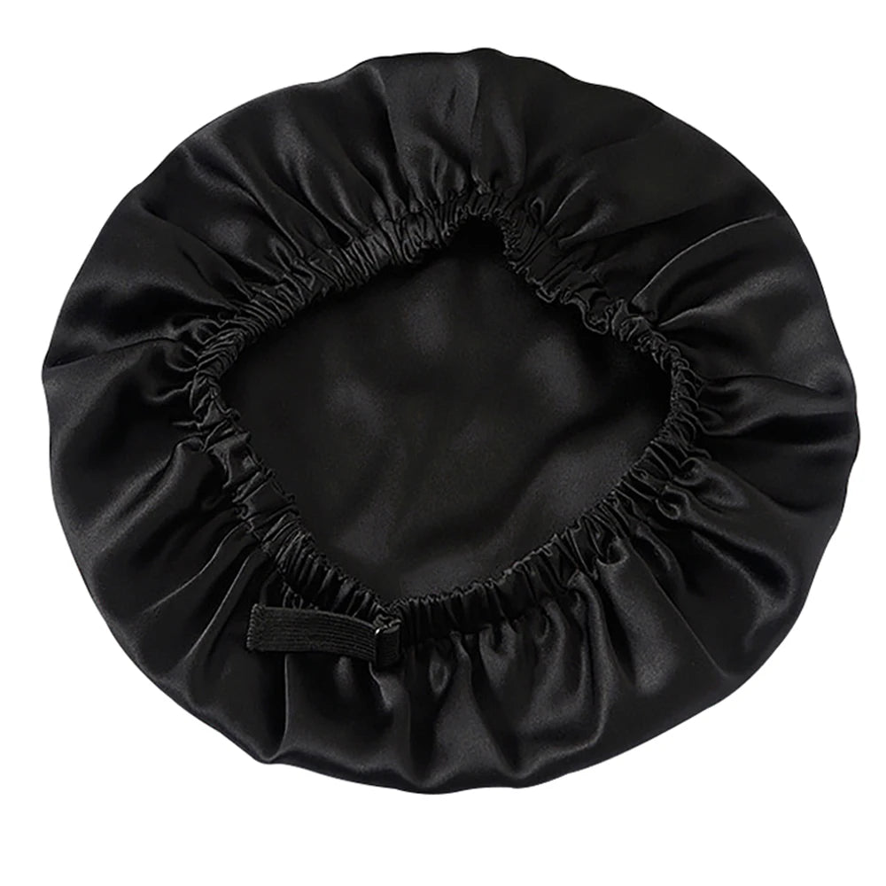 Pure 100% Mulberry Silk Bonnet Sleep Cap Adjustable Silk Night Cap Double Layer Hair Wrap Elastic Headwrap