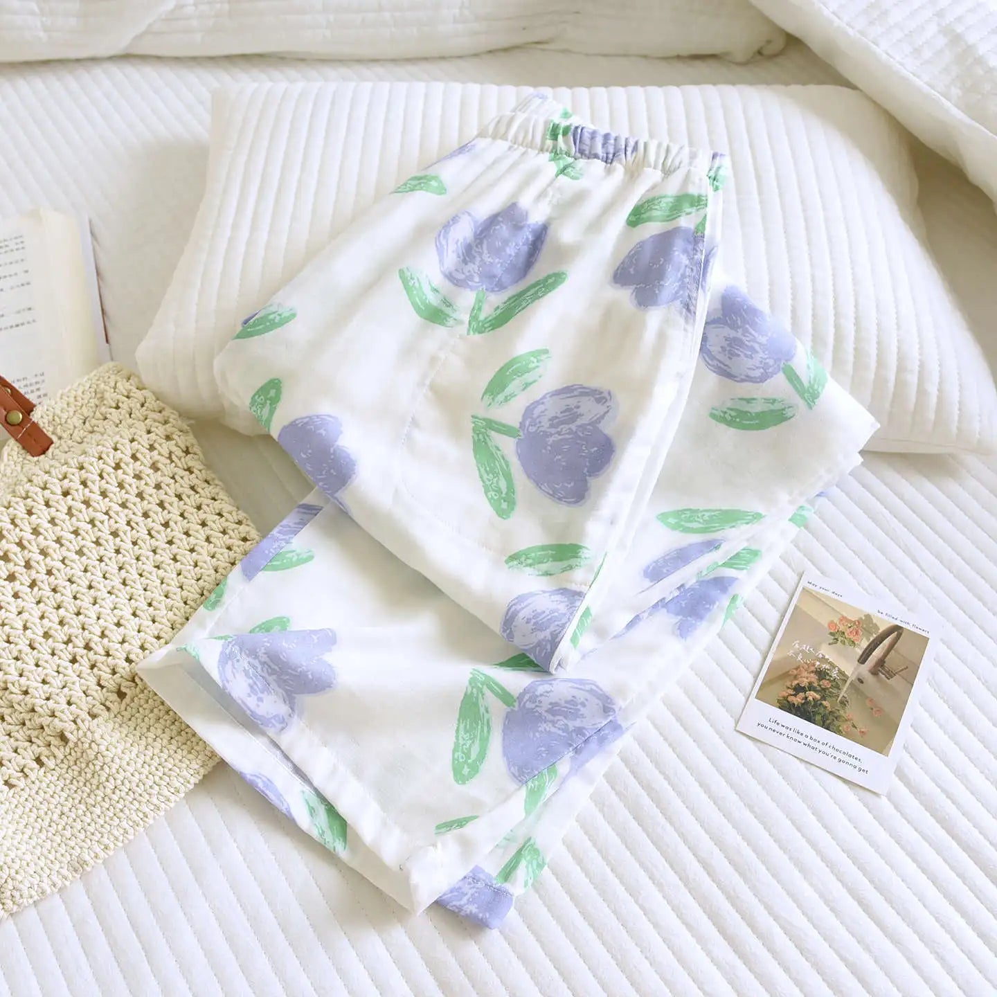 Women's Sleeper 100% Cotton Multi Color Printed Pants Casual Loose Bottoms