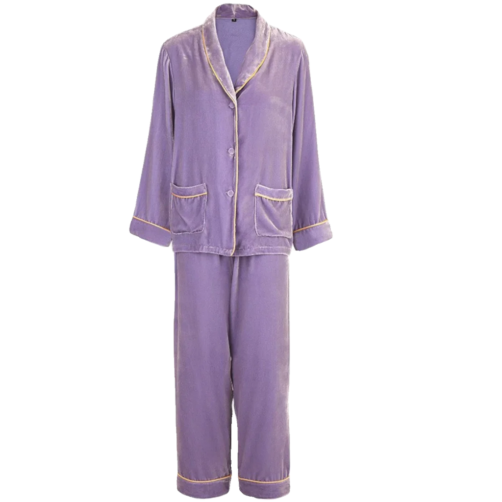 Purple Silk 100% Velvet Two-piece Set