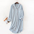 Cotton Knitted Long Sleeved Sleeping Cardigan Shirt Dress
