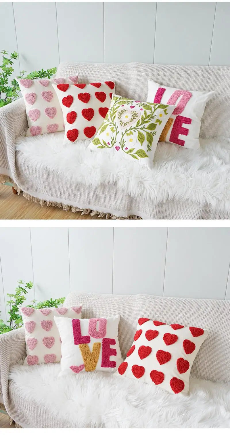 Sweet Velvet Jacquard Embroidery Throw Sofa Pillow Cover