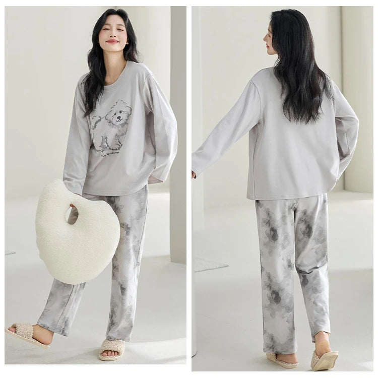 Cute Illustration Cartoon 100% Cotton Pajama Sets