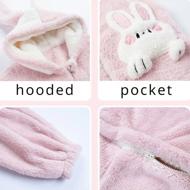 Kawaii Velvet Cute Rabbit Kigurumi Unicorn Cartoon Hooded Onesies