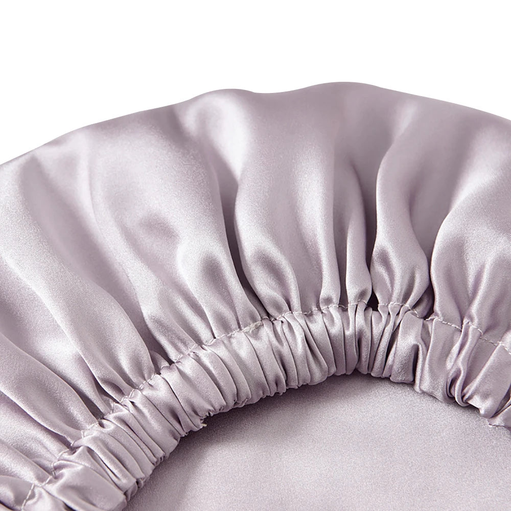 Pure 100% Mulberry Silk Bonnet Sleep Cap Adjustable Silk Night Cap Double Layer Hair Wrap Elastic Headwrap