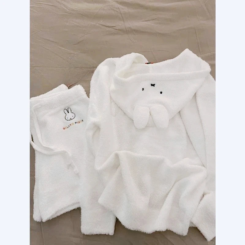 Kawaii Miffy Plush Pajama Cloud-Soft Fleece Short Loungewear