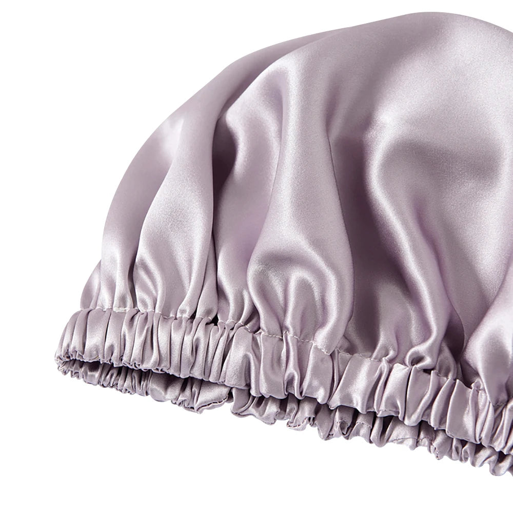 Pure 100% Mulberry Silk Bonnet Sleep Cap Adjustable Silk Night Cap Double Layer Hair Wrap Elastic Headwrap