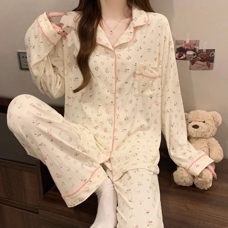 Cutie Long Sleeve Top & Elastic Waist Pants Pajamas Set