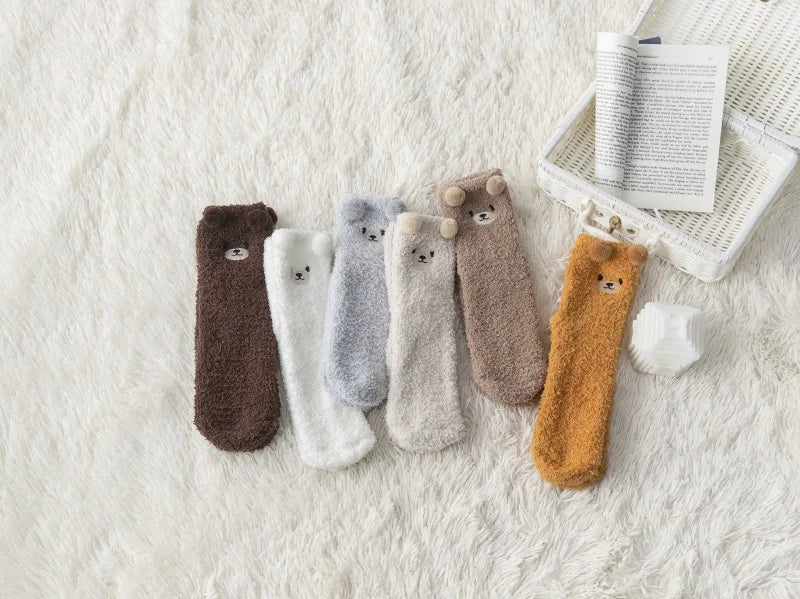 Kawaii 3D Bear Cute Animal Thick Fleece Fuzzy Socks