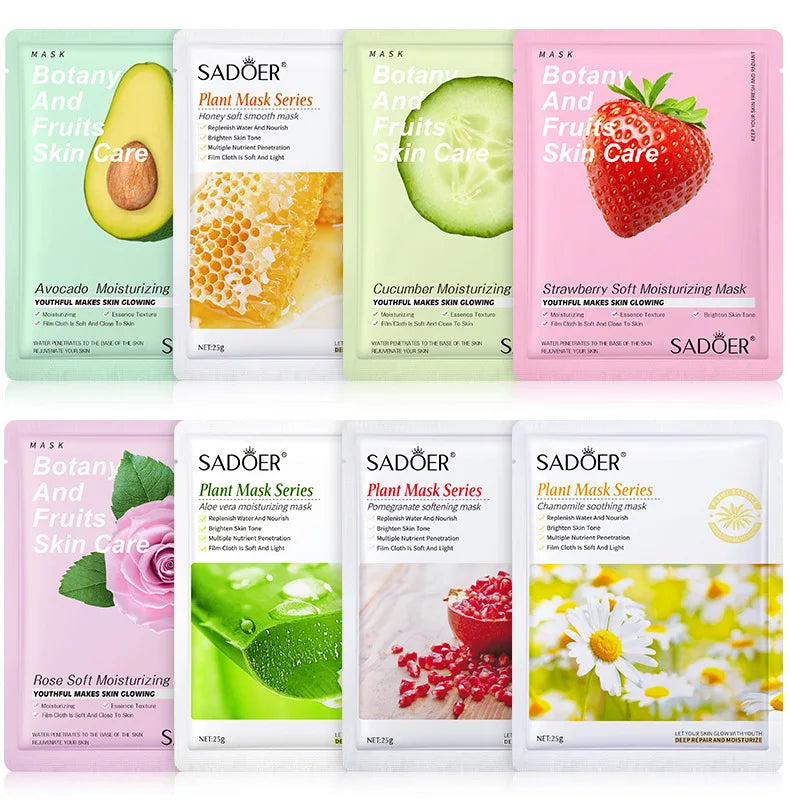 Natural Plant Face Mask Beauty Skincare Facial Masks Moisturizing Firming Hydrating Facial Mask Face Care Korean Cosmetics 8pcs