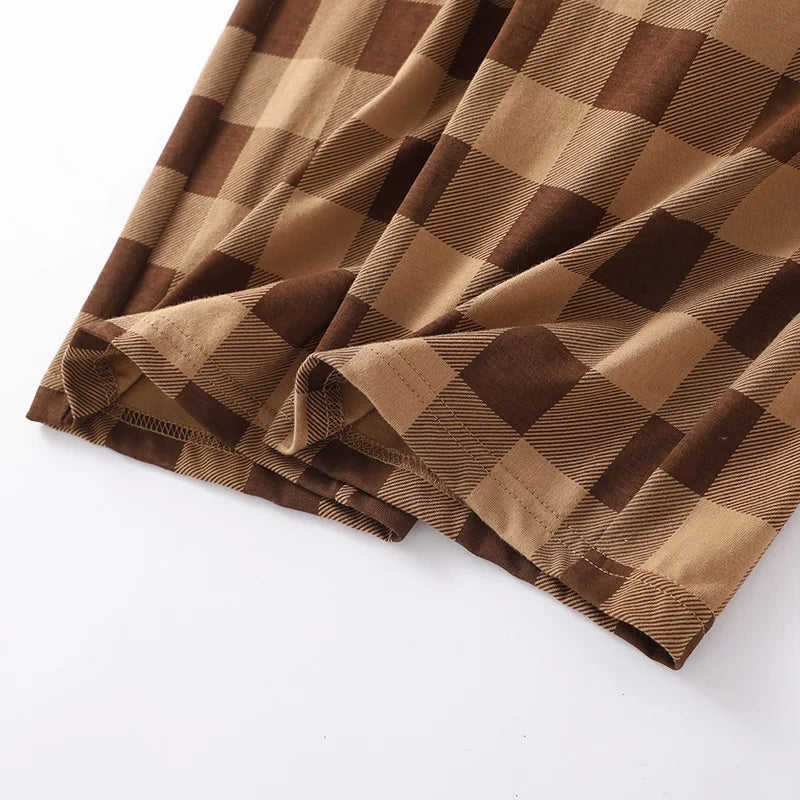 Knitted Checkered 100% Cotton Casual Home Pants
