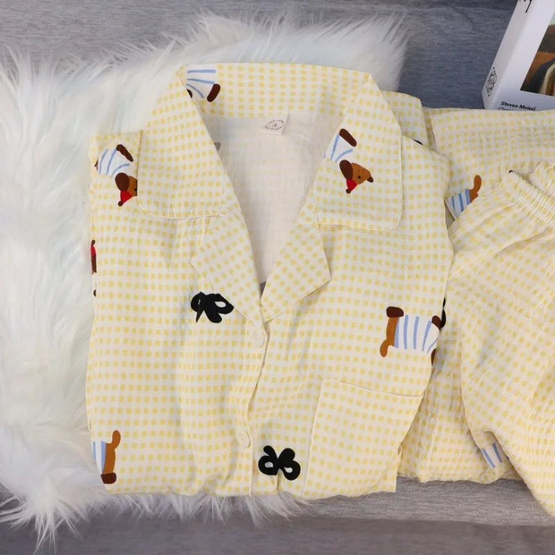Cute Dachshund Dog Print Pajamas Set