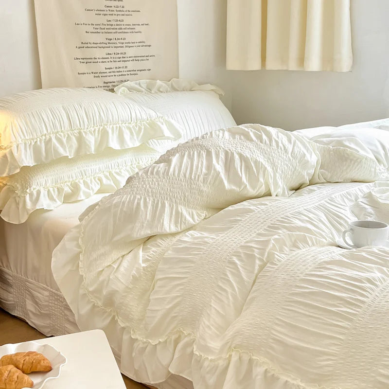Lace Bed Sheet Quilt Solid Duvet Cover