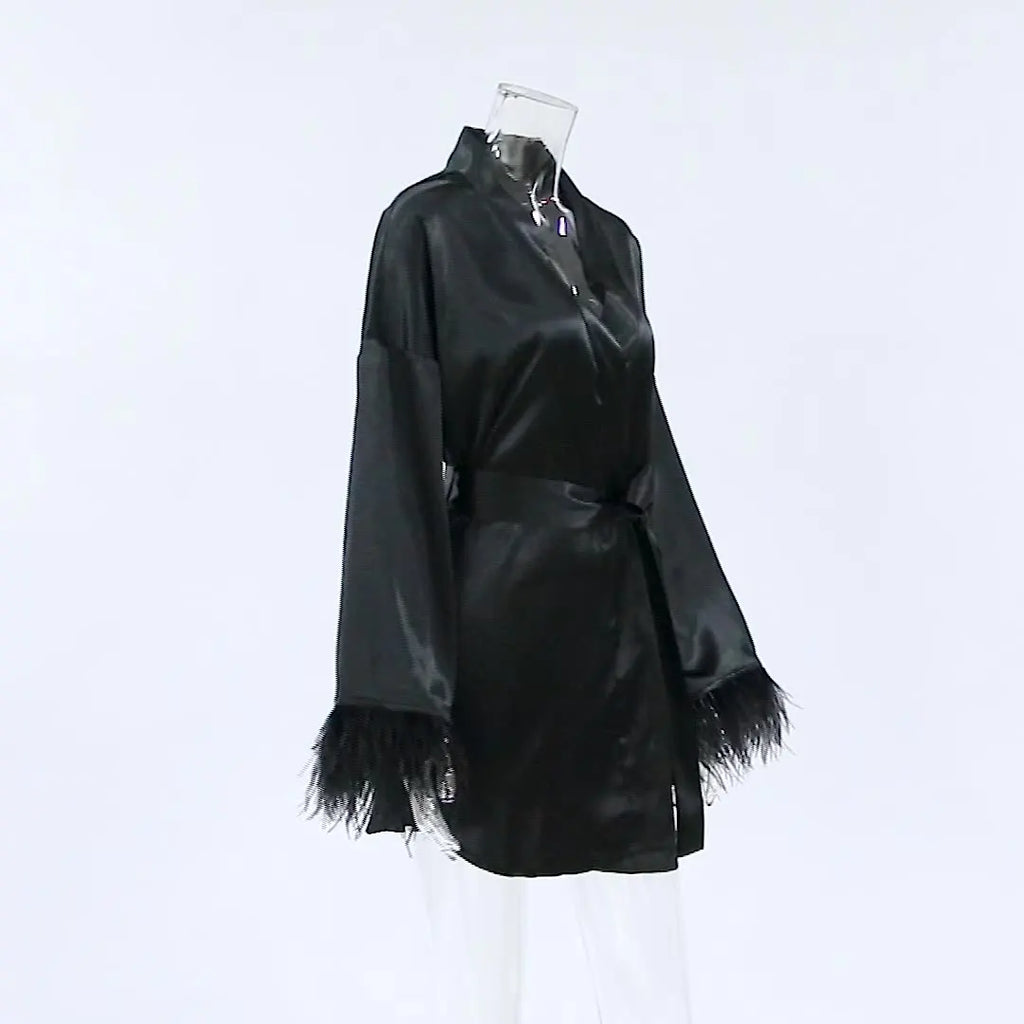 Satin Sexy Mini Long Sleeve Loose Dress