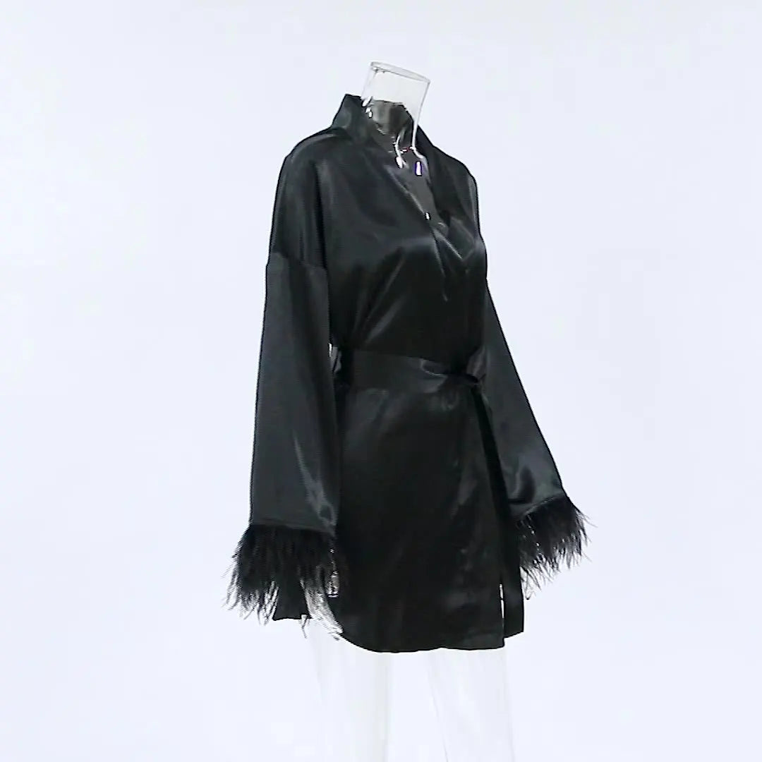 Satin Sexy Mini Long Sleeve Loose Dress
