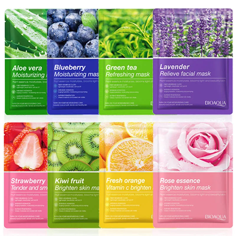 Natural Plant Face Mask Beauty Skincare Facial Masks Moisturizing Firming Hydrating Facial Mask Face Care Korean Cosmetics 8pcs
