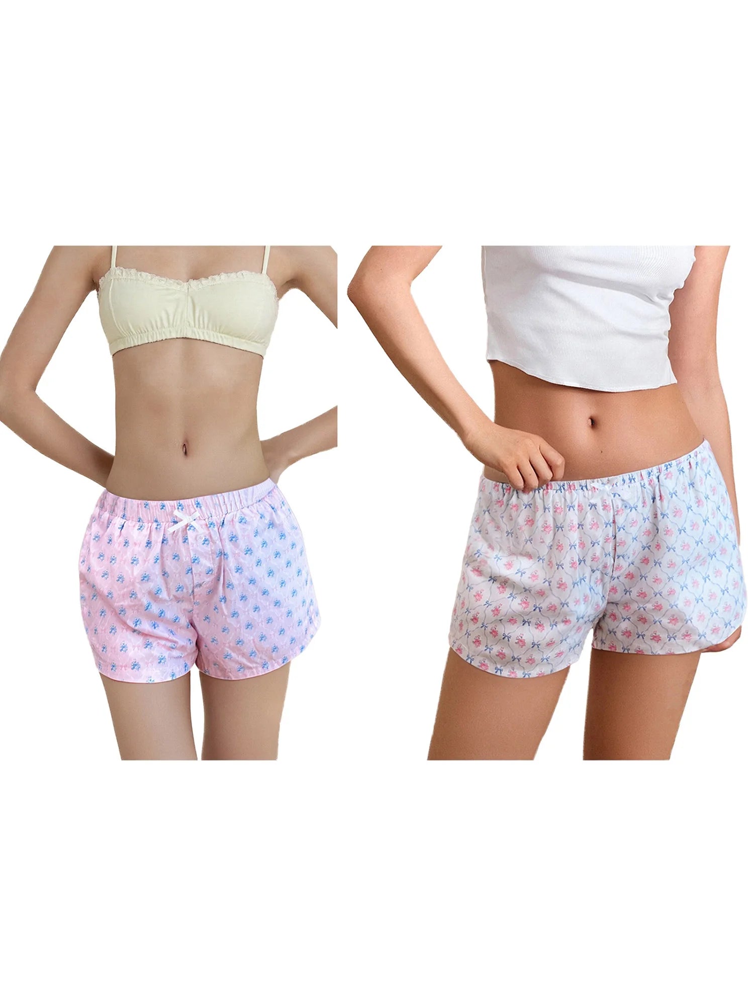 Elastic Waistband Floral Lounge Shorts