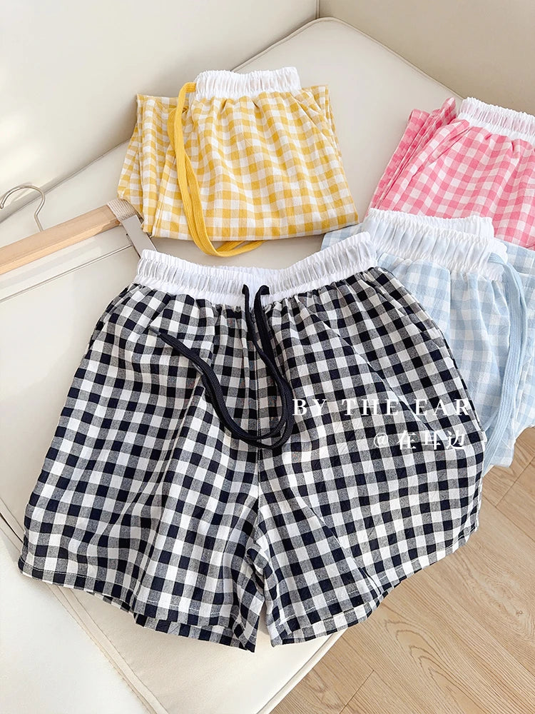 Cotton Flannel Wide Leg Leisure Pants Elastic Waist