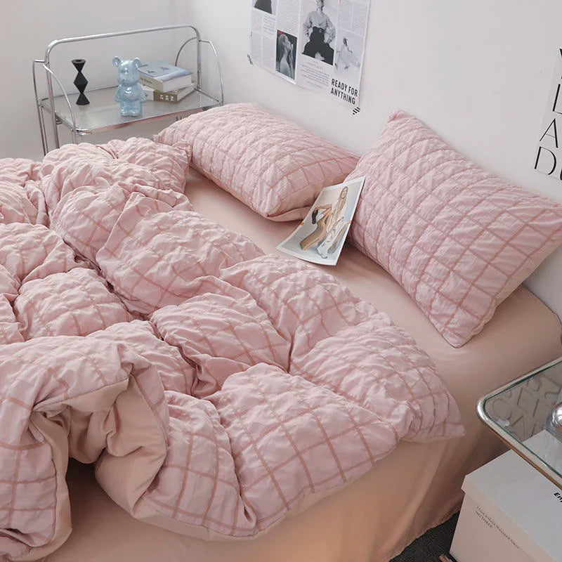 Solid Color Ruffles Lace  Kawaii Soft Sheet Duvet, Pillow & Quilt Cover