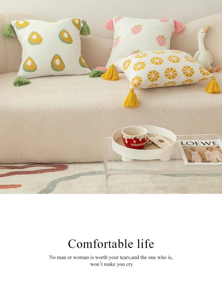 Tussle Style Plush Pillowcase Flower & Fruit Patterns