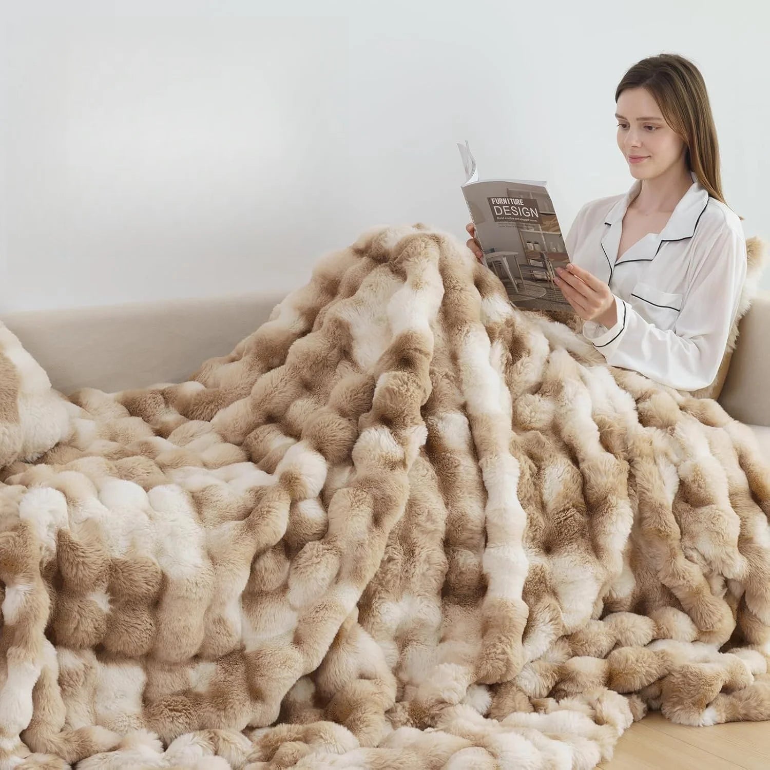 Cozy Faux Rabbit Soft Warm Fleece Blanket