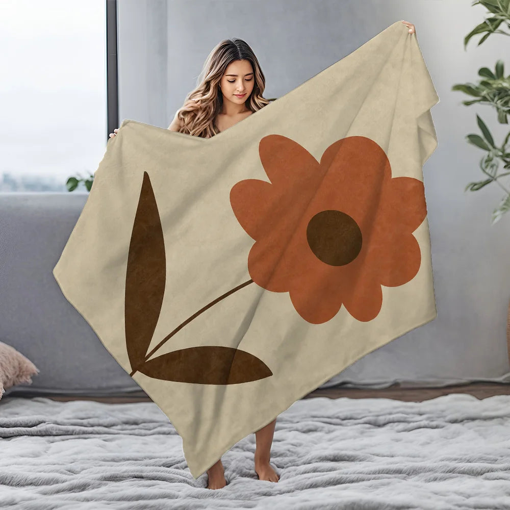 Soft Cartoon Flower Fleece Warm Flannel Throw Blanket