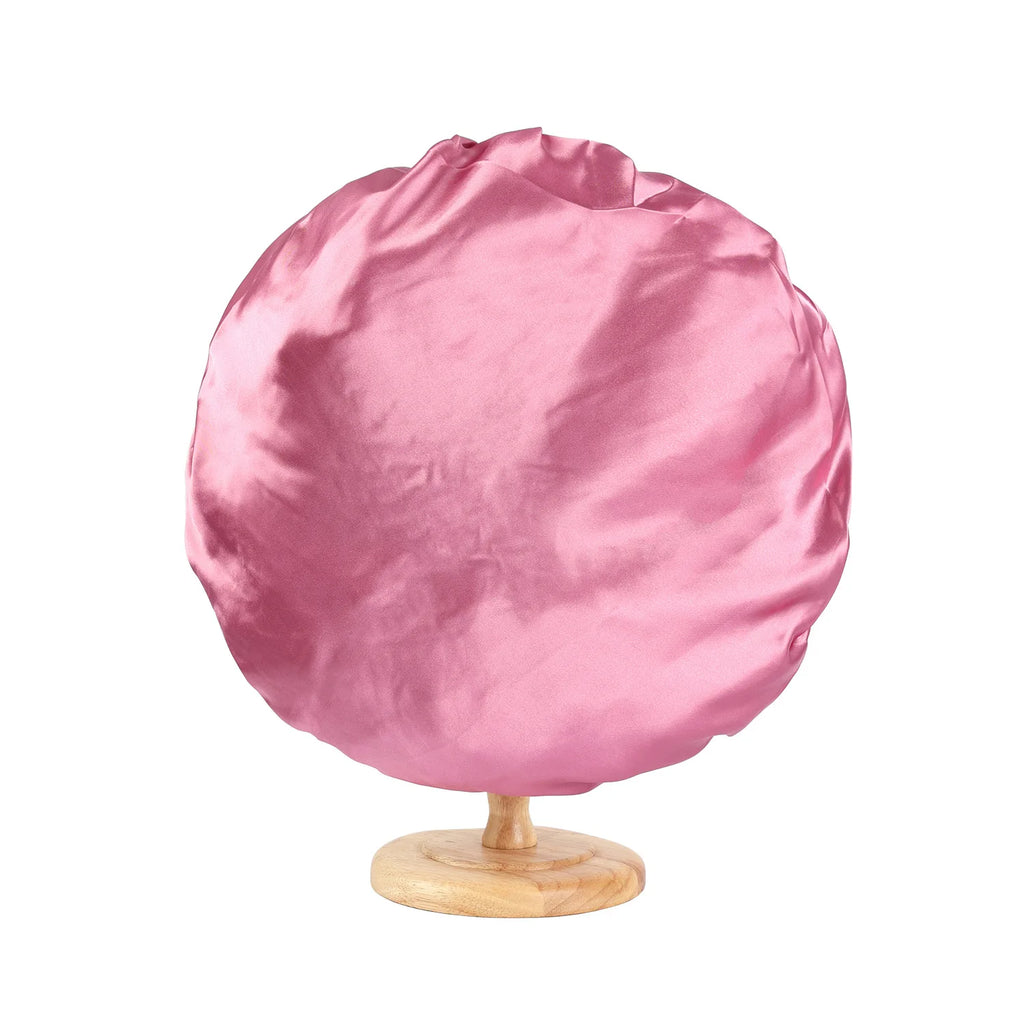 Large Satin Bonnet Silky Night Sleeping Cap with Stretchy Tie Band