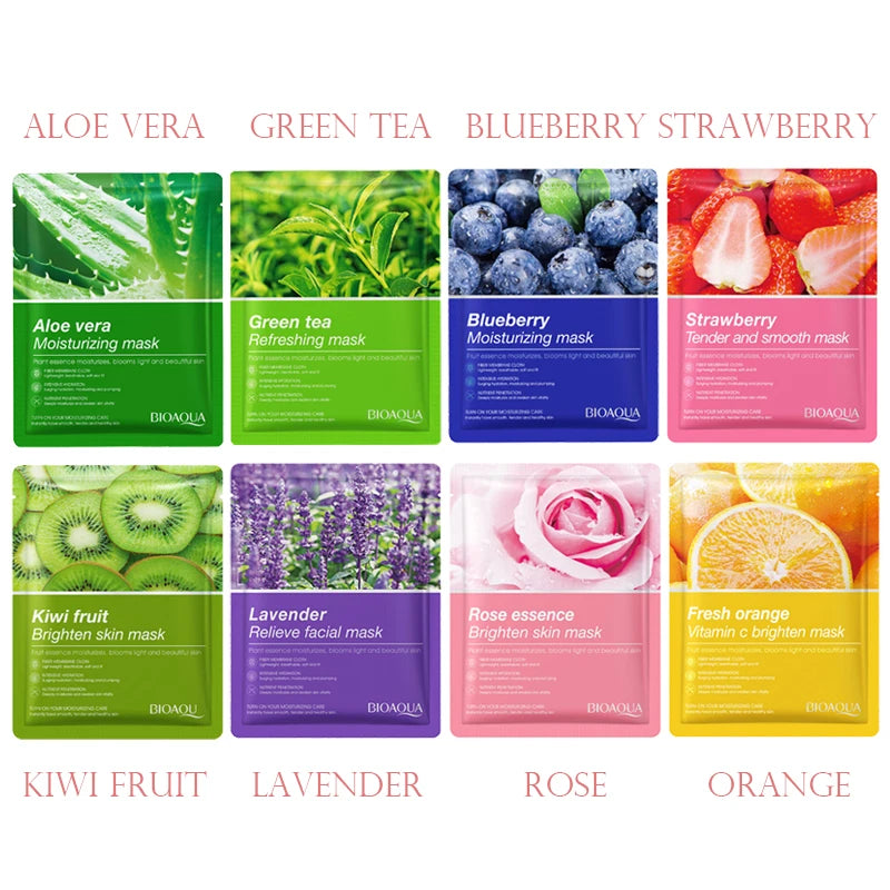 Natural Plant Face Mask Beauty Skincare Facial Masks Moisturizing Firming Hydrating Facial Mask Face Care Korean Cosmetics 8pcs