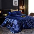 Luxury Silk Bedding Set with Duvet Cover Bed Sheet Pillowcases Satin