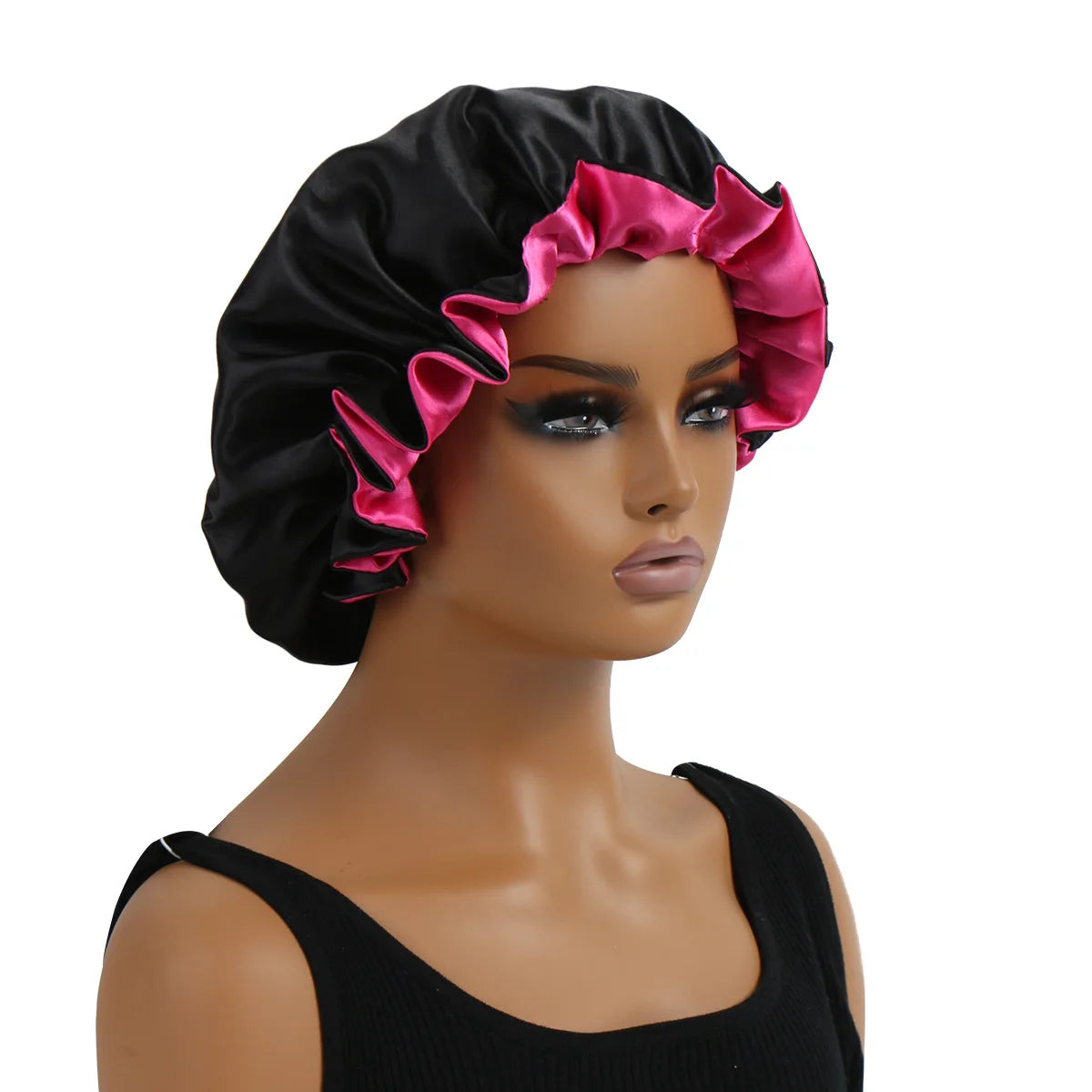 Double Layer Reversible Two Tone Satin Hat Silk Bonnet for Sleeping