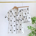 Japanese Short-sleeved Shorts Two-piece Ladies Cotton Crepe Cute Fresh Loose Set