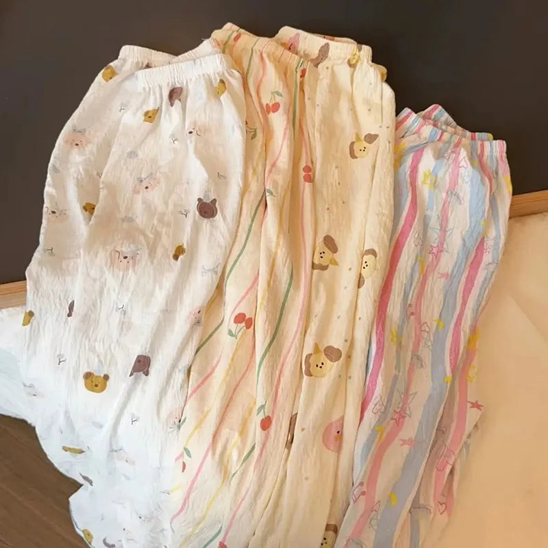 Spring Cartoon Loose High Rise Straight Lounge Pants