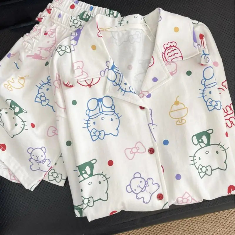 Kitty Sweet Short-Sleeved Shorts Sleeping Two-Piece Set