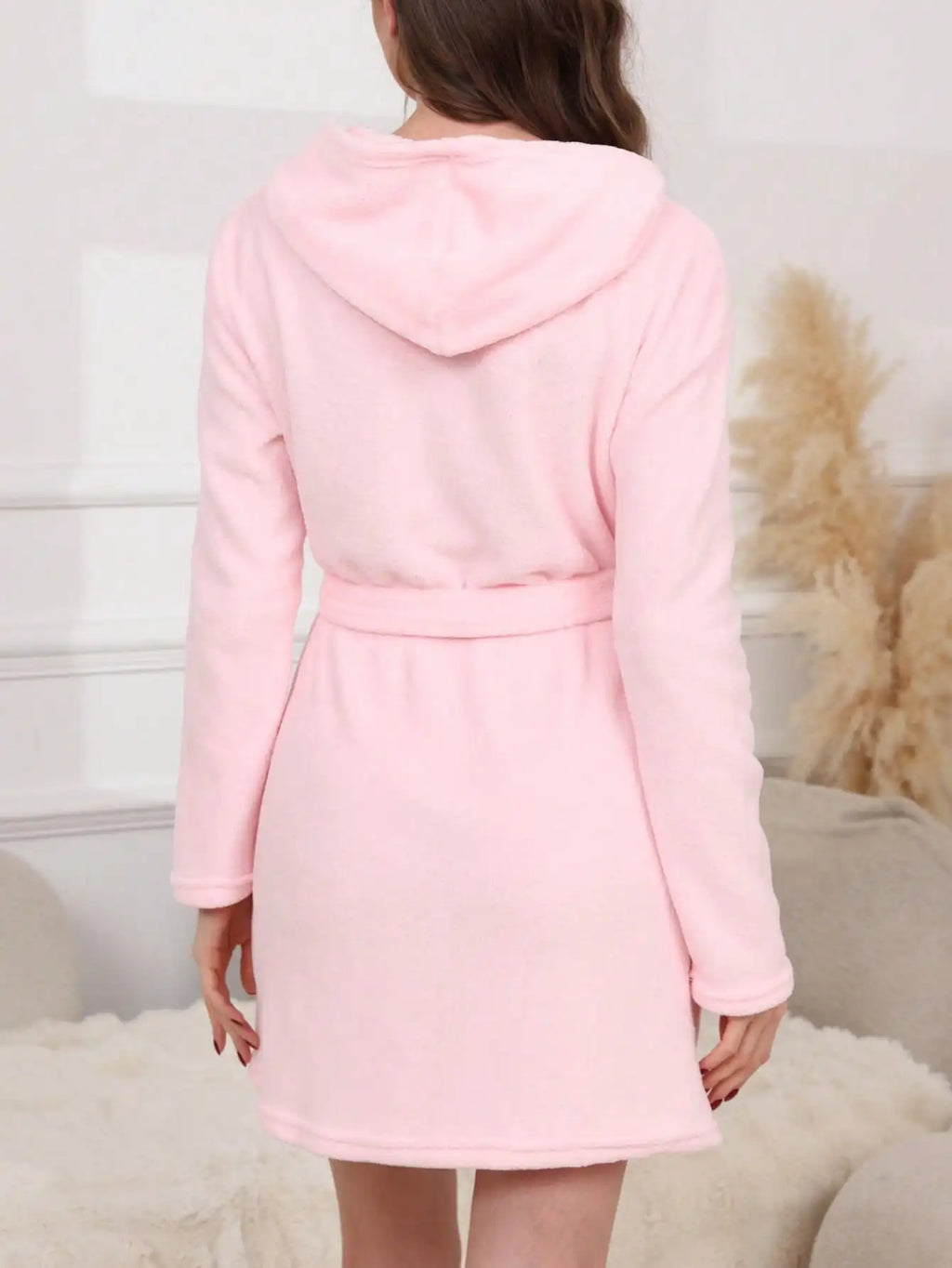 Pink Fluffy Cardigan Bathrobe