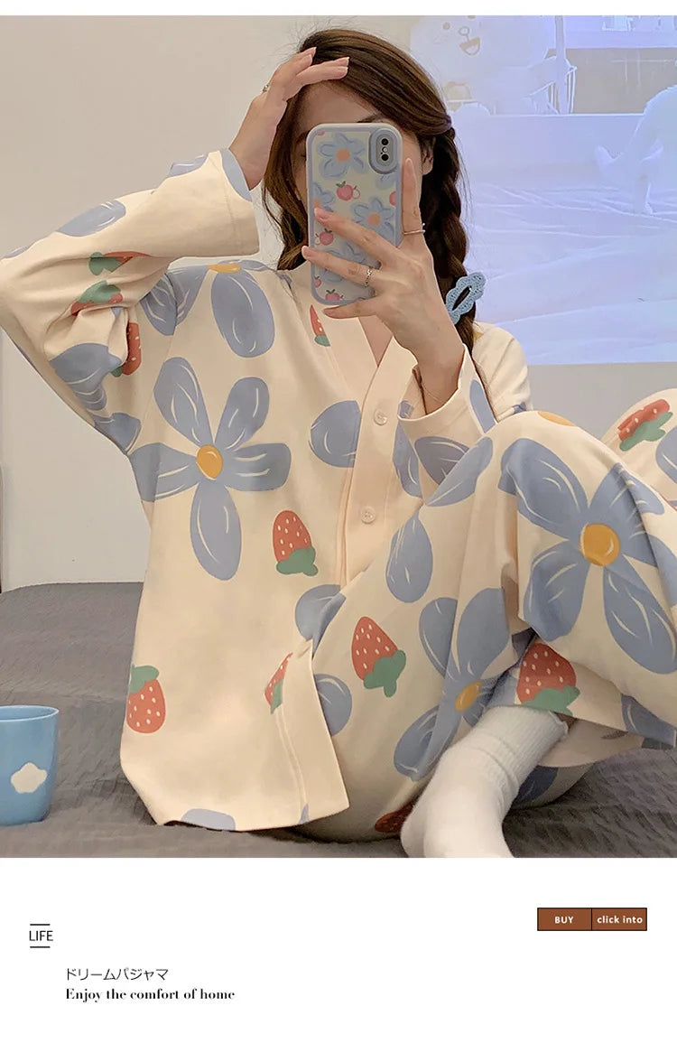 Women's Long-Sleeved Homewear Autumn and Winter Models Homewear Suit