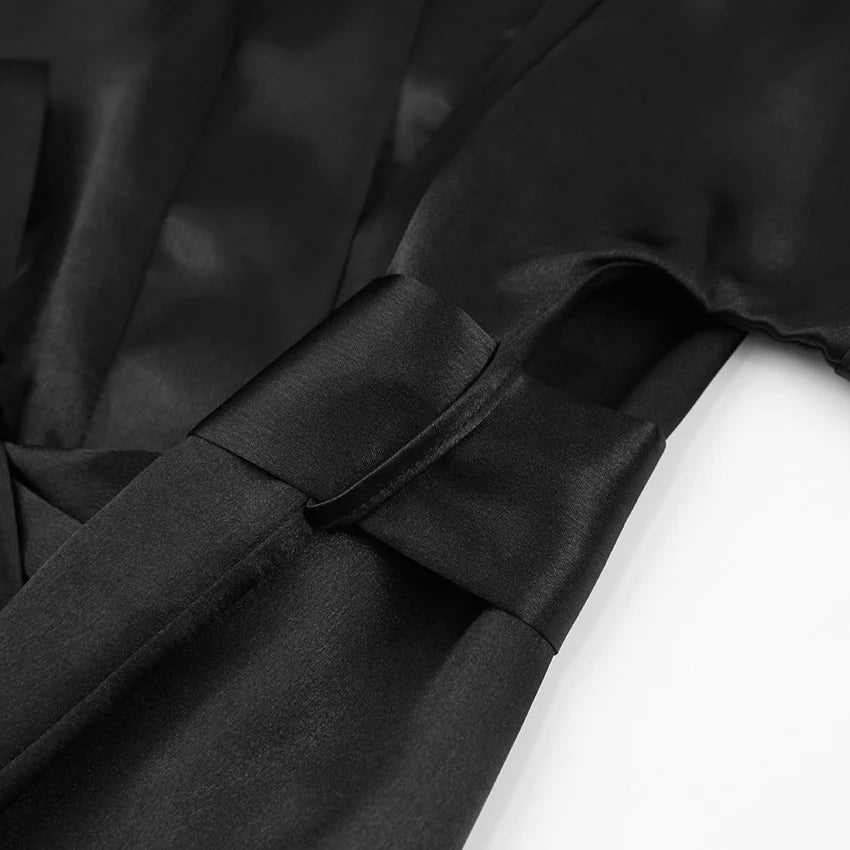 Satin Sexy Mini Long Sleeve Loose Dress