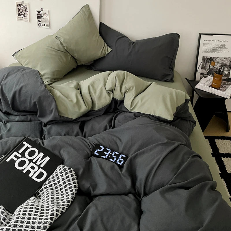 Simple Solid Color Bedding Set Soft Brushed Duvet Covers