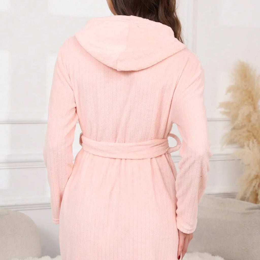 Pure Thick Hooded Bathrobe with Pockets