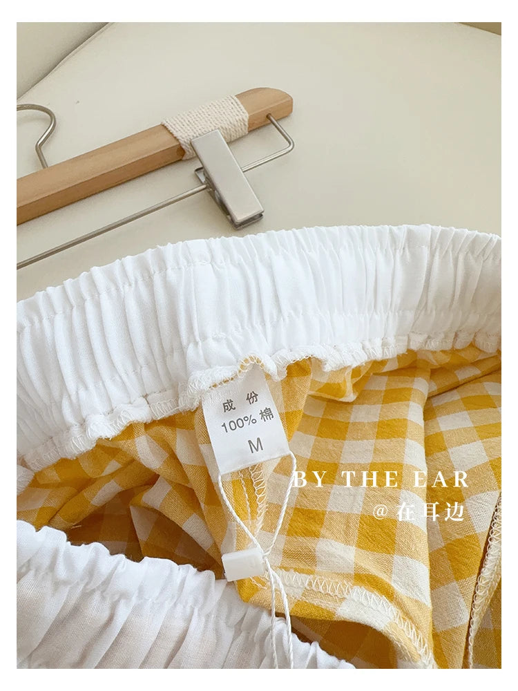 Cotton Flannel Wide Leg Leisure Pants Elastic Waist
