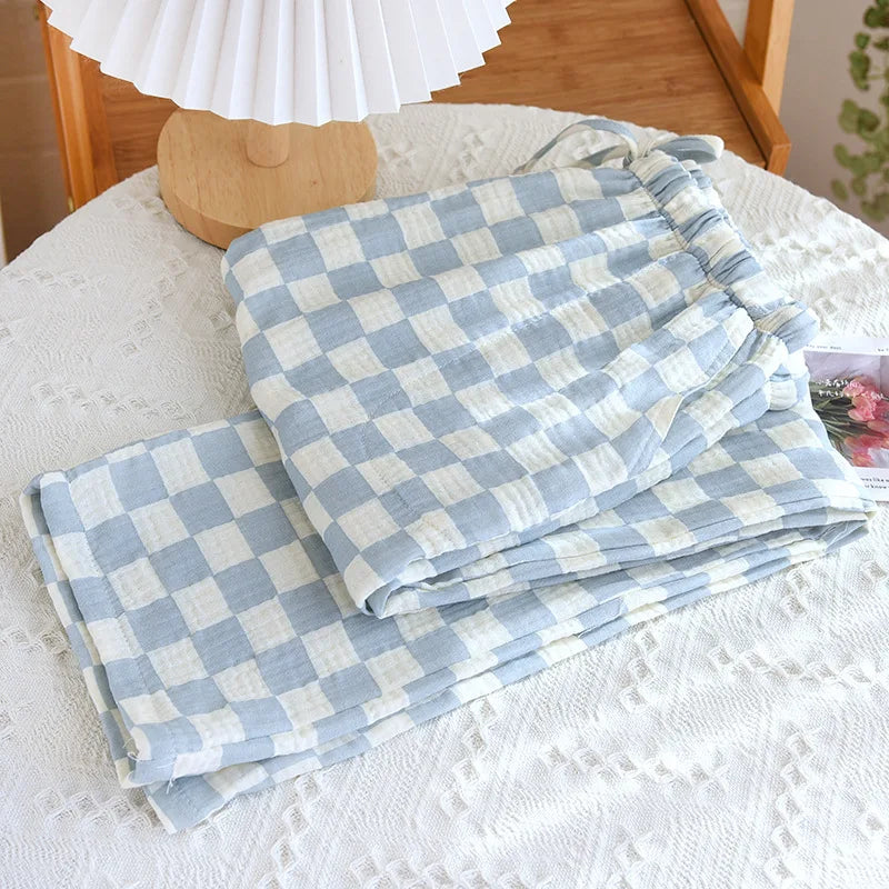 Pajamas Pants 100% Cotton Loose Casual Straight Trousers Sleep Pants
