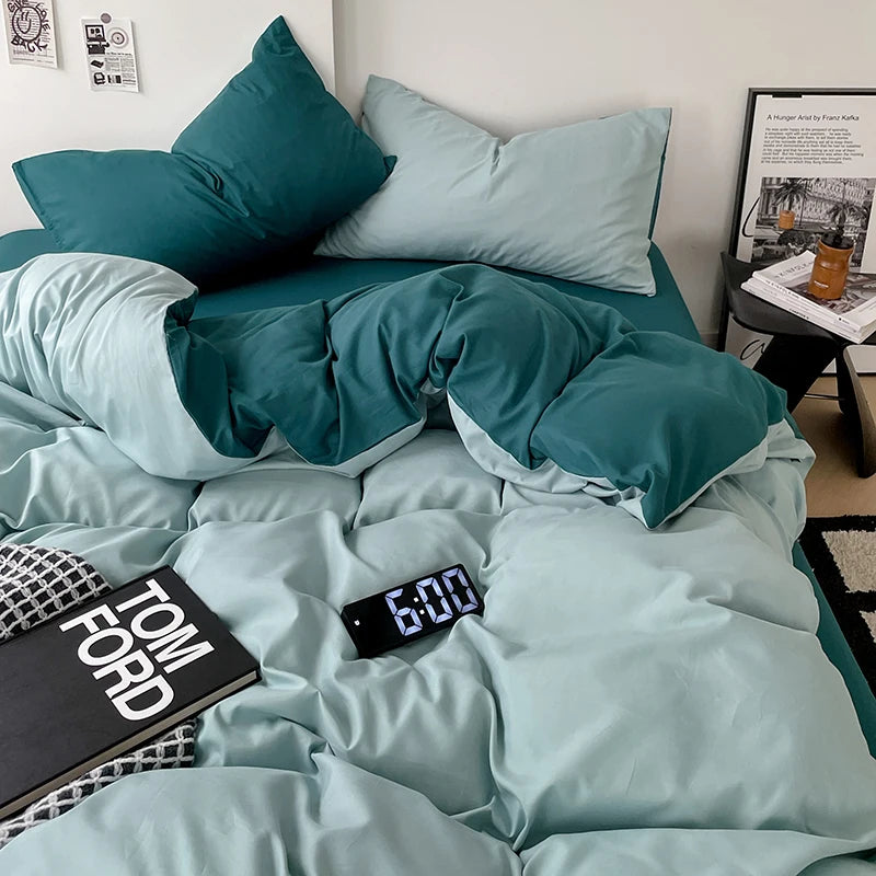 Simple Solid Color Bedding Set Soft Brushed Duvet Covers