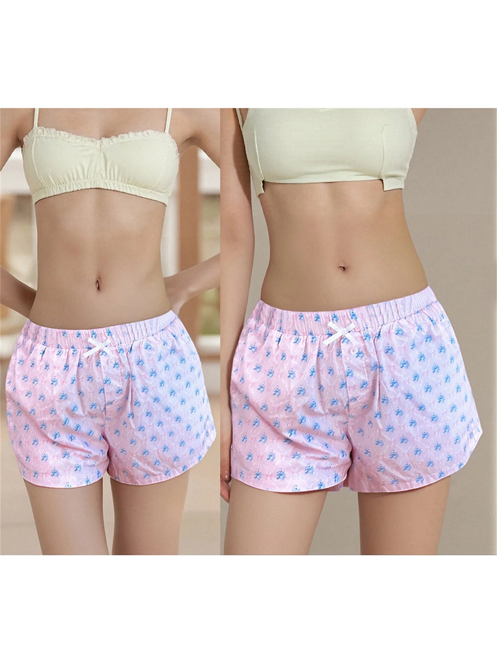 Elastic Waistband Floral Lounge Shorts