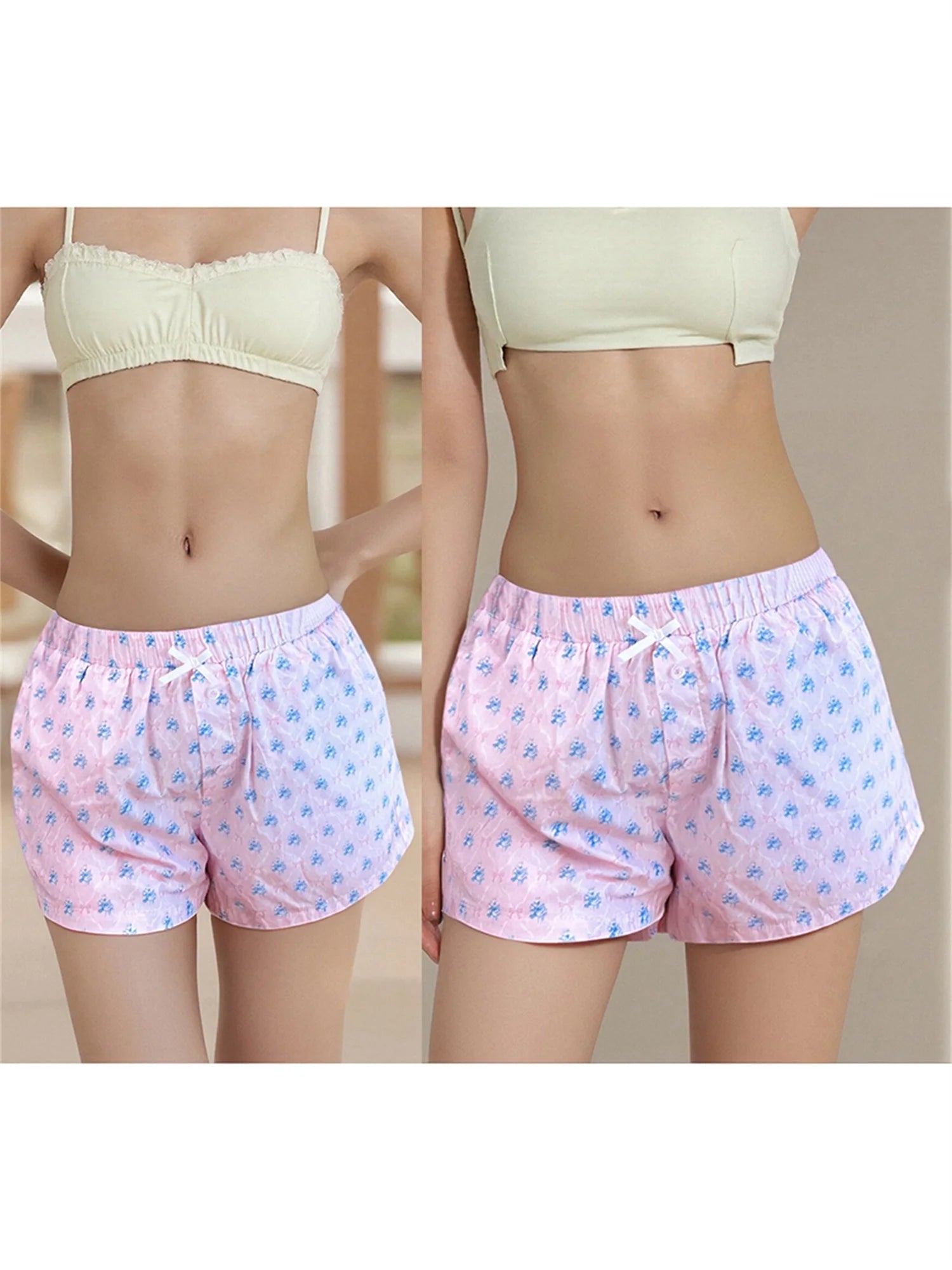 Elastic Waistband Floral Lounge Shorts