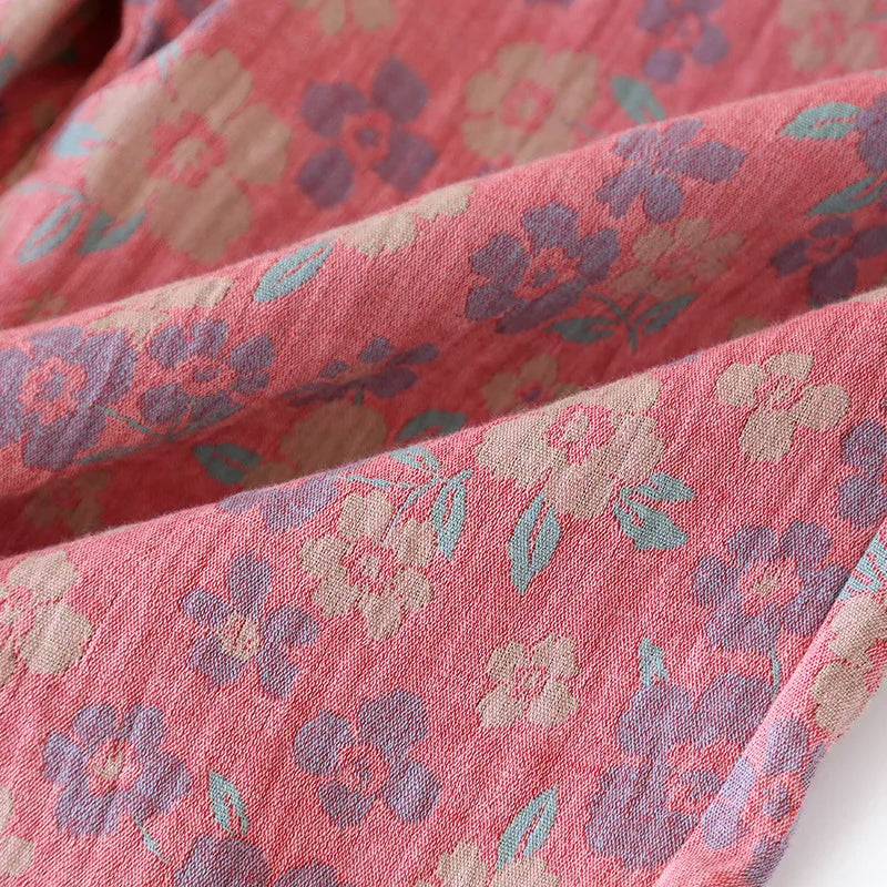 Jacquard Cute and Fresh Flower Pants 100% Cotton Loose Closing Home Pants