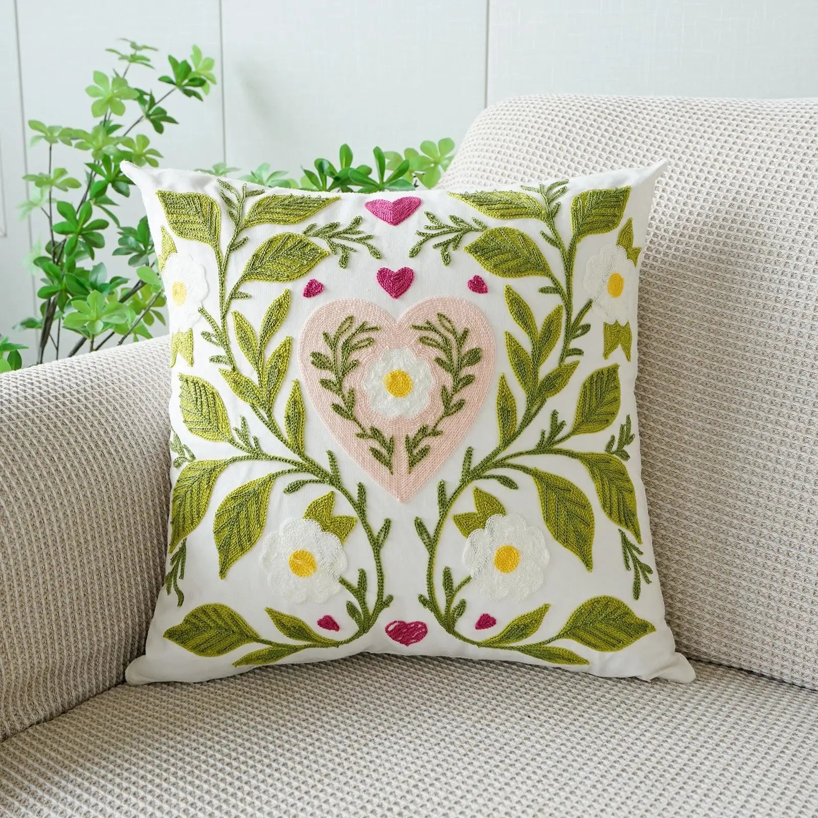 Sweet Velvet Jacquard Embroidery Throw Sofa Pillow Cover