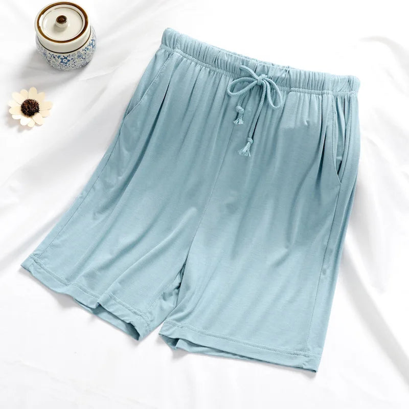 Loose Elastic Waist Solid Sleep Bottoms