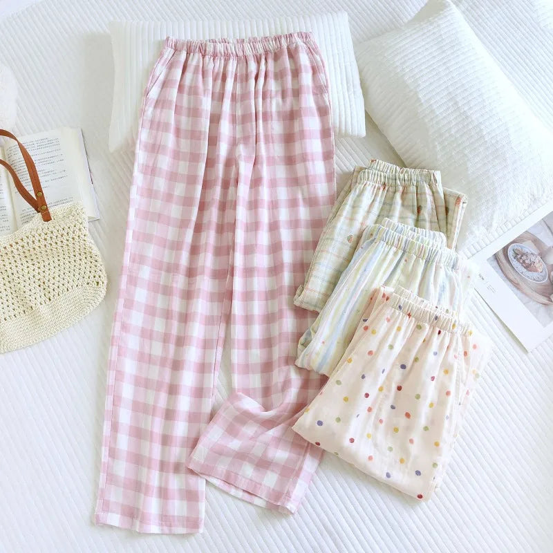 Women's Sleeper 100% Cotton Multi Color Printed Pants Casual Loose Bottoms