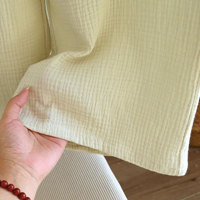 Solid Color Wide-leg Pants Double-layer Cotton Pajama Pants Thin Style Loungewear