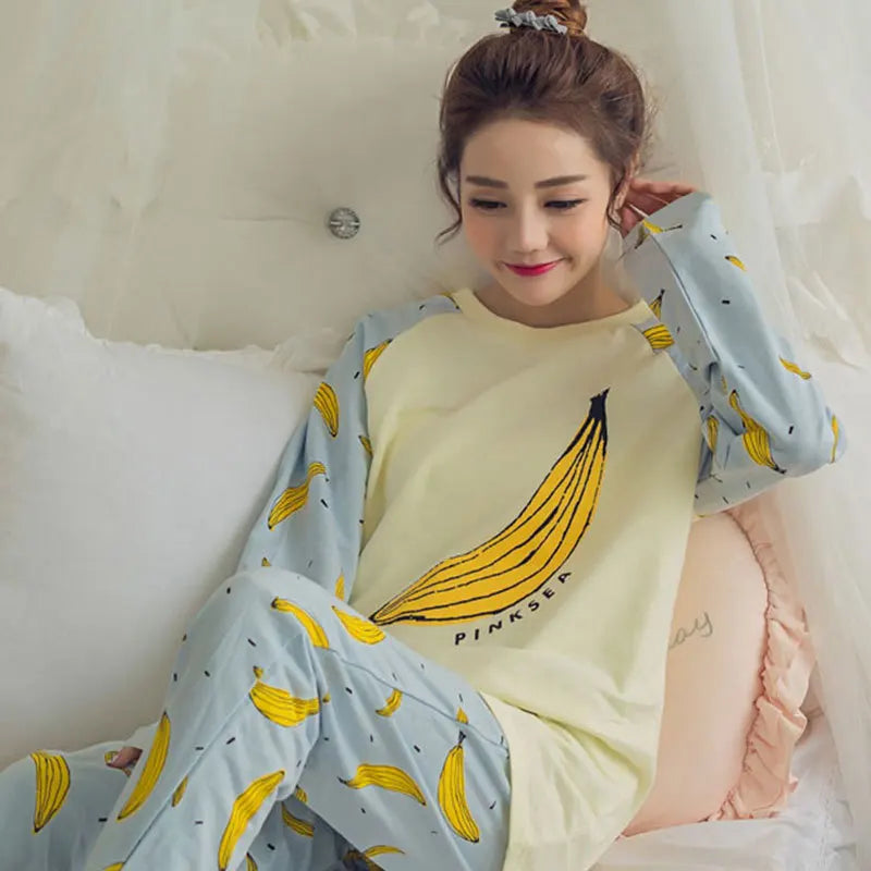 Ladies Variety of Styles Long-sleeved Long Pants Comfortable Pajamas
