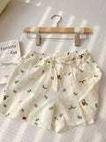Thin Pure Cotton Bubble Cotton Gauze Sweet Loose High Waist Full Cotton Shorts