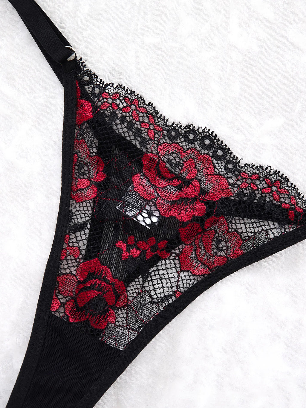 Lady's Sexy Floral Pattern Lace Black Strapless Transparent Nightgown